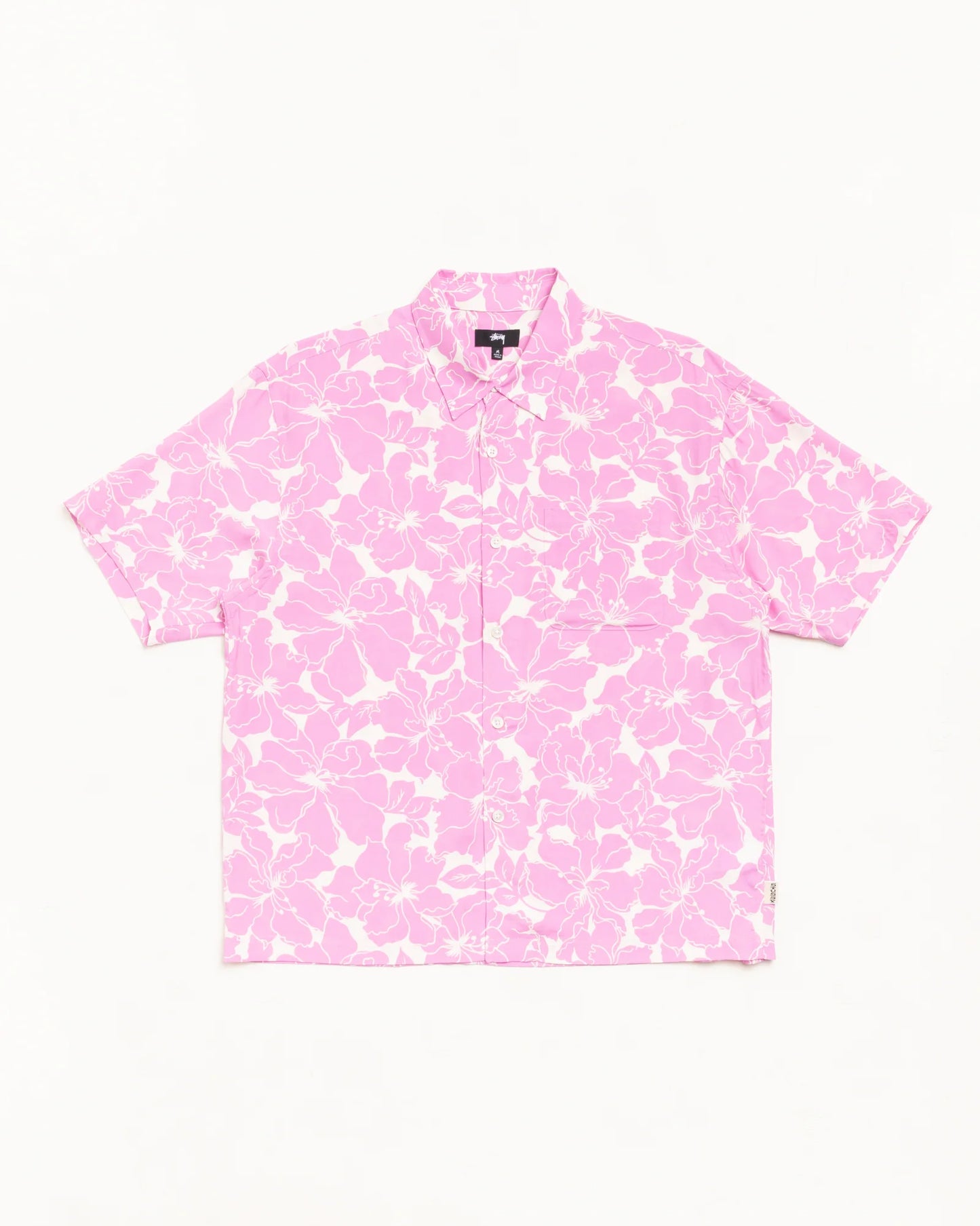 STUSSY FLORAL HAWAIIAN SHIRT PINK