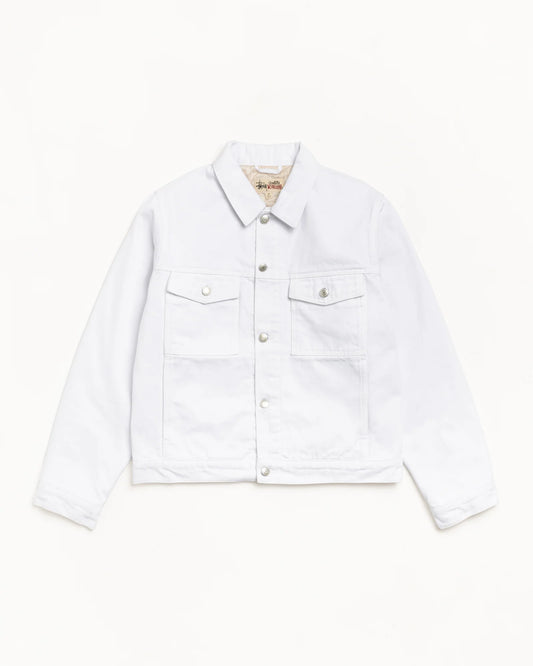 STUSSY LINED DENIM TRUCKER JACKET WHITE