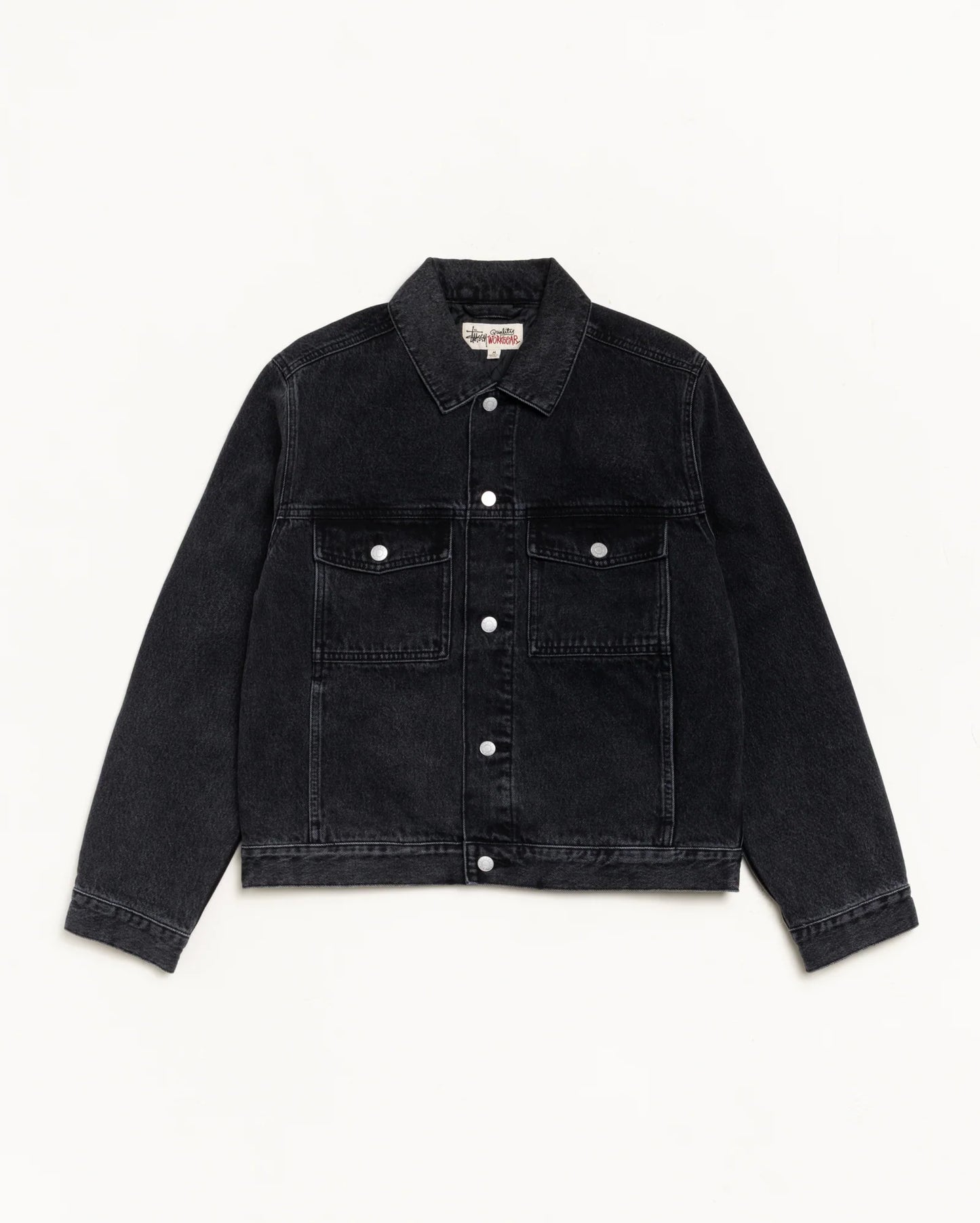 STUSSY LINED DENIM TRUCKER JACKET VINTAGE BLACK