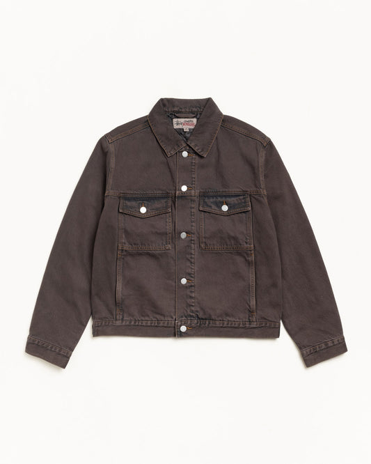 STUSSY LINED DENIM TRUCKER JACKET BROWN