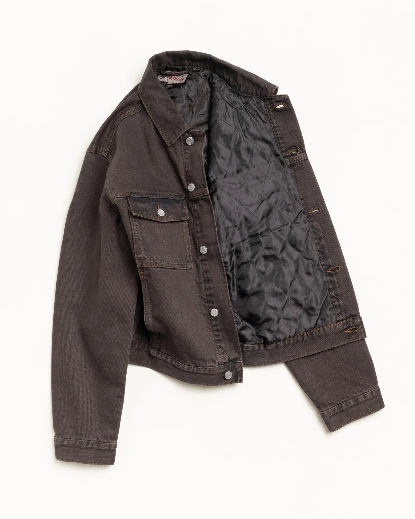 STUSSY LINED DENIM TRUCKER JACKET BROWN