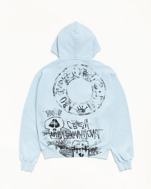 STUSSY SKULLS ZIP HOODIE PIGMENT DYED